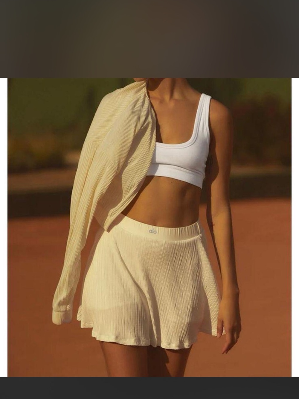 Alo yellow Ribbed Skirt with Matching Jacket